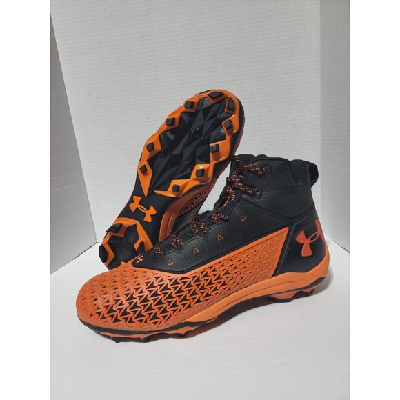 New UNDER ARMOUR HAMMER MC FOOTBALL CLEATS, US MENS 12 3021193-800, BLACK ORANGE main image 4